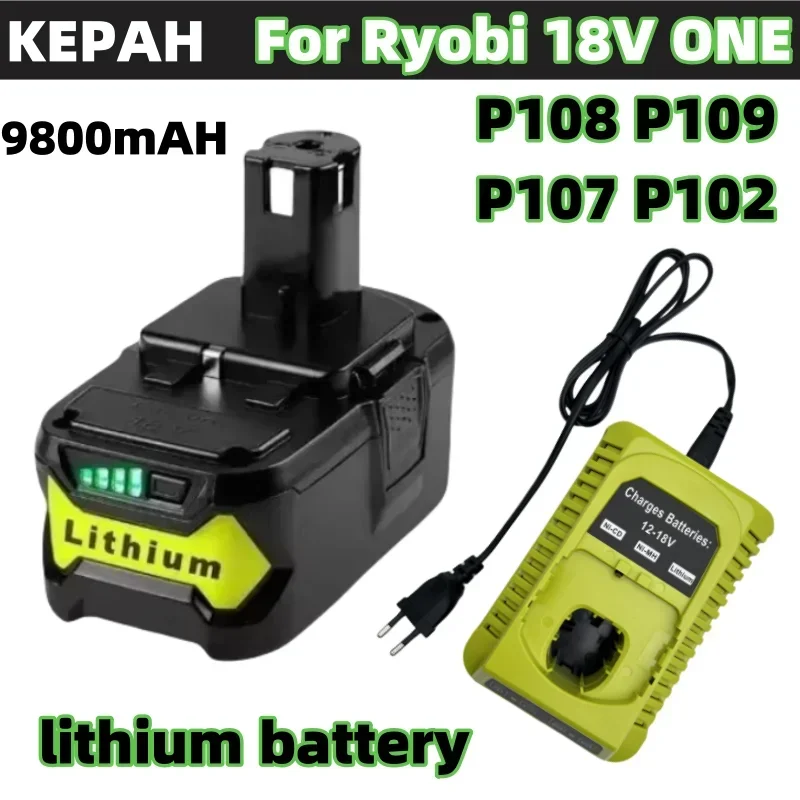 18 v 9800Ah สําหรับ RYOBI P108 18 V One + Plus แบตเตอรี่ 18 โวลต์ Lithium-Ion เครื่องมือ P104 P107 RB18L50 RB18L20 P108 ryobi แบตเตอรี่ลิเธียม