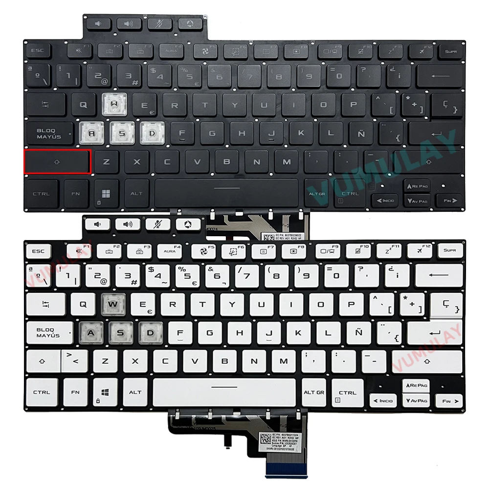 Klawiatura hiszpańska/rosyjska z podświetleniem do ASUS TUF Dash F15 FX516 FX516P FX516PR FX516PM FX516PC FA516 TUF516PM TUF516PR TUF516PE