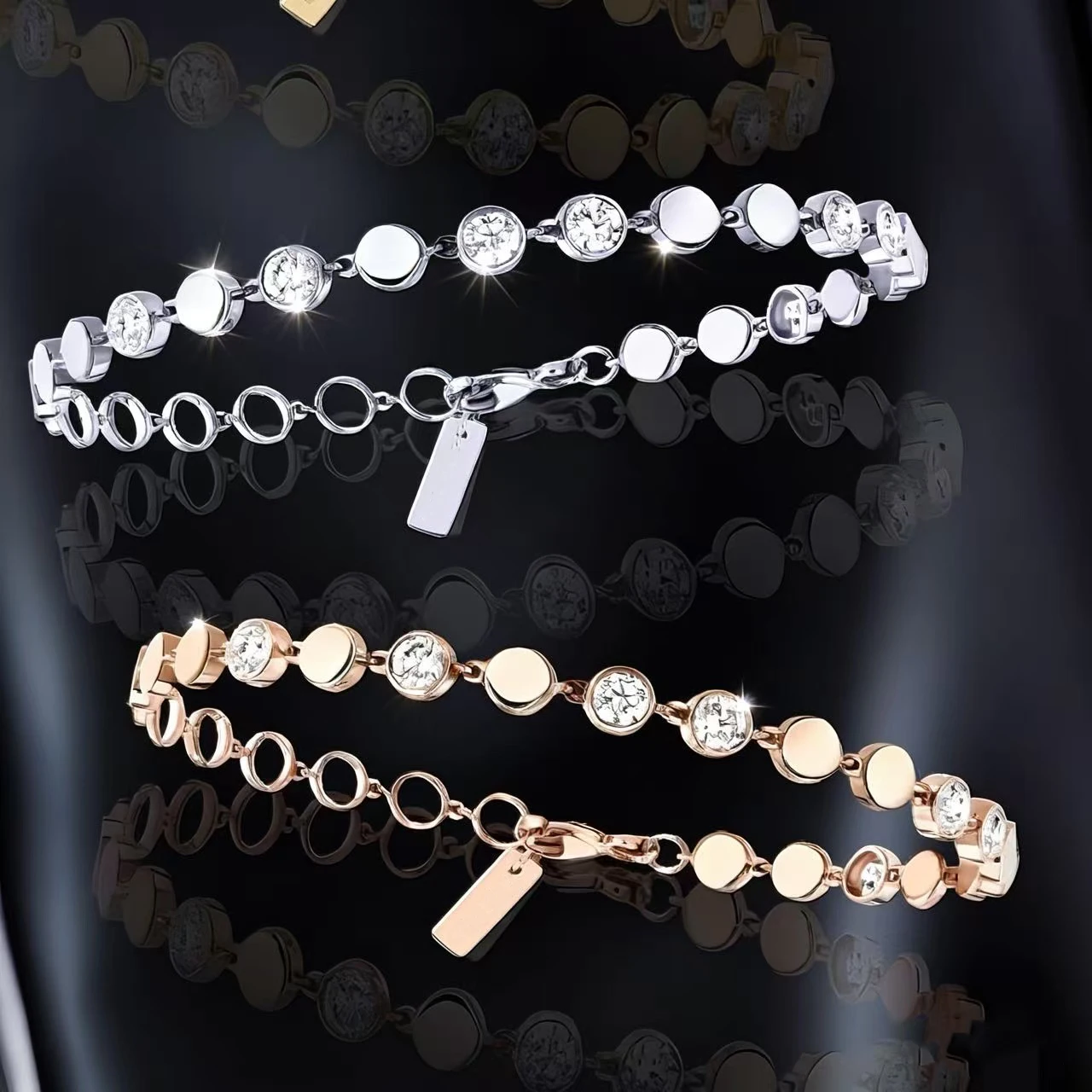 

Classic French Adjustable Round Bead Women's Bracelet Exquisite Eight Diamond Silver High Quality Moissanite Party Gift