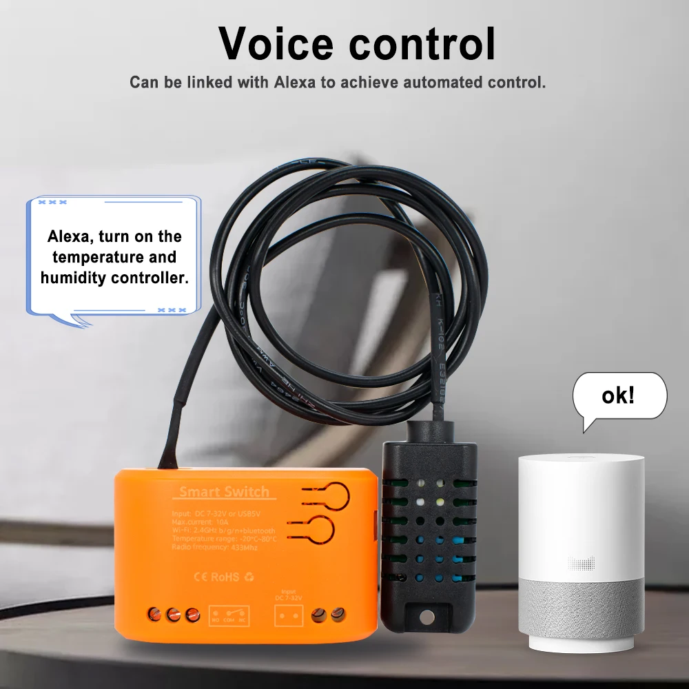 Tuya WiFi Temperature Humidity Sensor With External Probe for Smart Home Hygrometer APP Monitoring For Plants Aquarium Winery