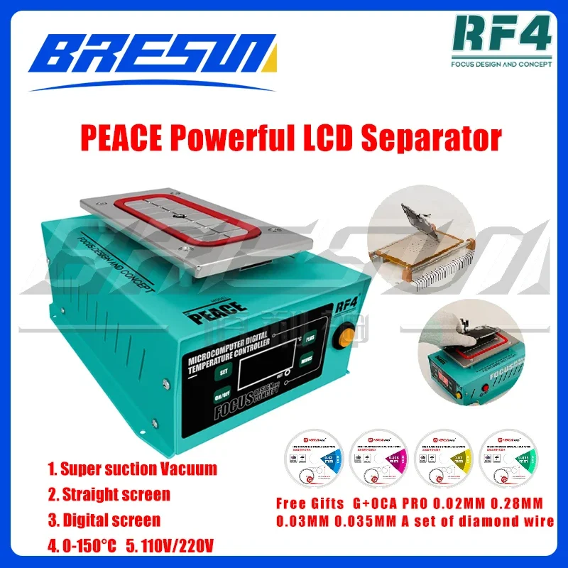 RF4 Peace Powerful LCD Separator Machine Build-in Vacuum Pump Kit LCD Display Super Suction Repair Refurbishment