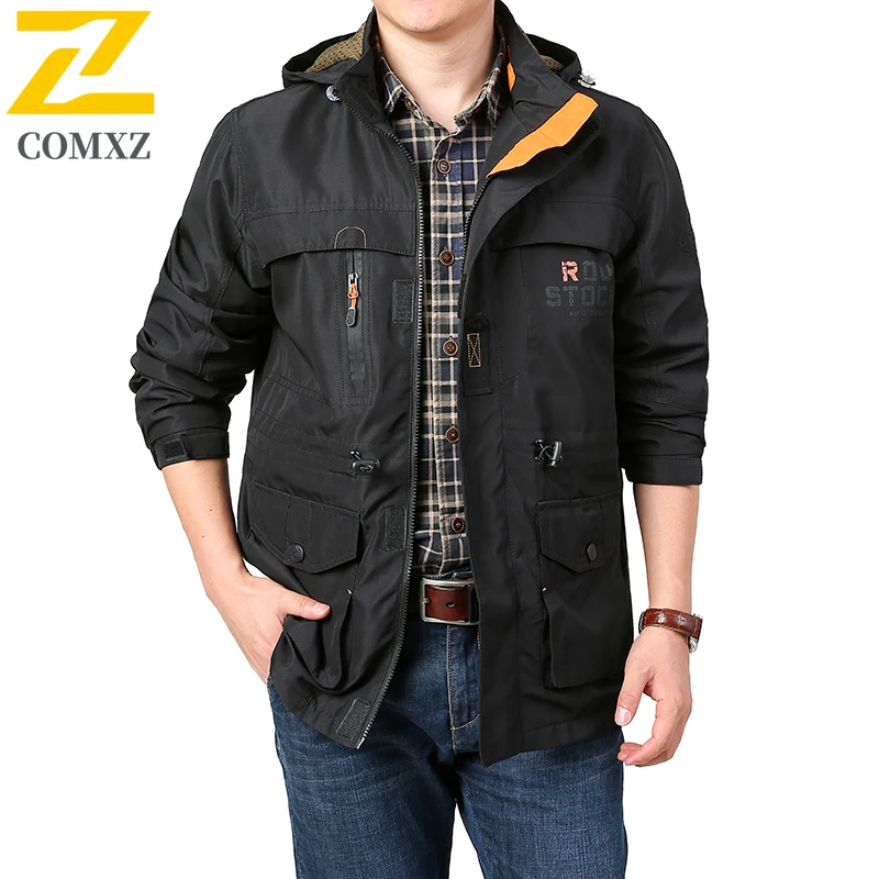 

2024 Spring Autumn Men's Jacket Sports Camping Hunting Windproof Coat Hooded Waterproof USA Outdoor Fishing Climb Windbreaker