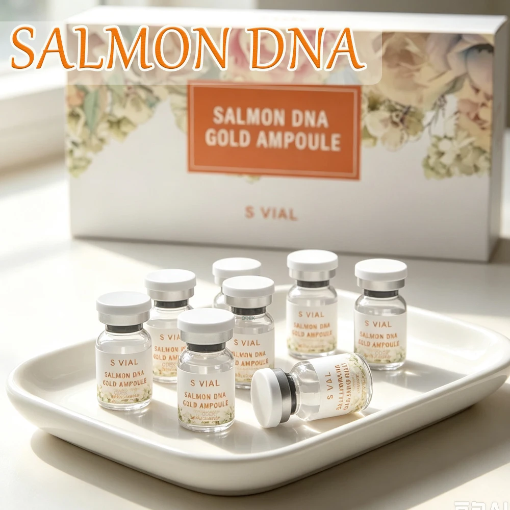 Facial 10vials*5ML Salmon DNA Gold Ampoule Skin Booster 0.3mm Microneedle Serum Brightening Moisturizing Rejuvenate SkinCare Kit