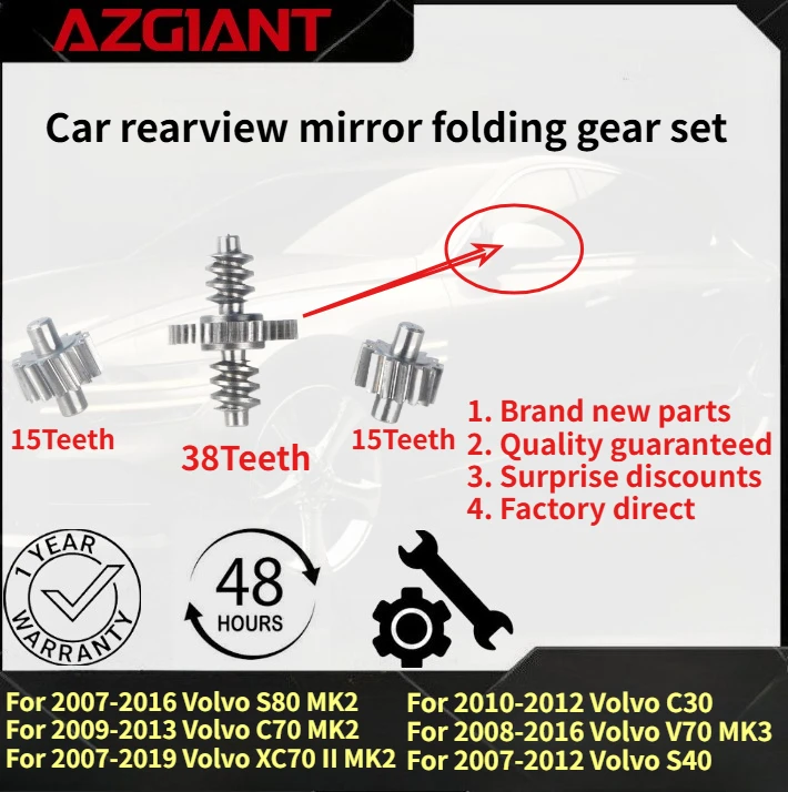 

For 2007-2016 Volvo S80 MK2/C70 2009-2013/XC70 II 2007-2019/C30 2010-2012 Car rearview mirror folding gear set replacement parts