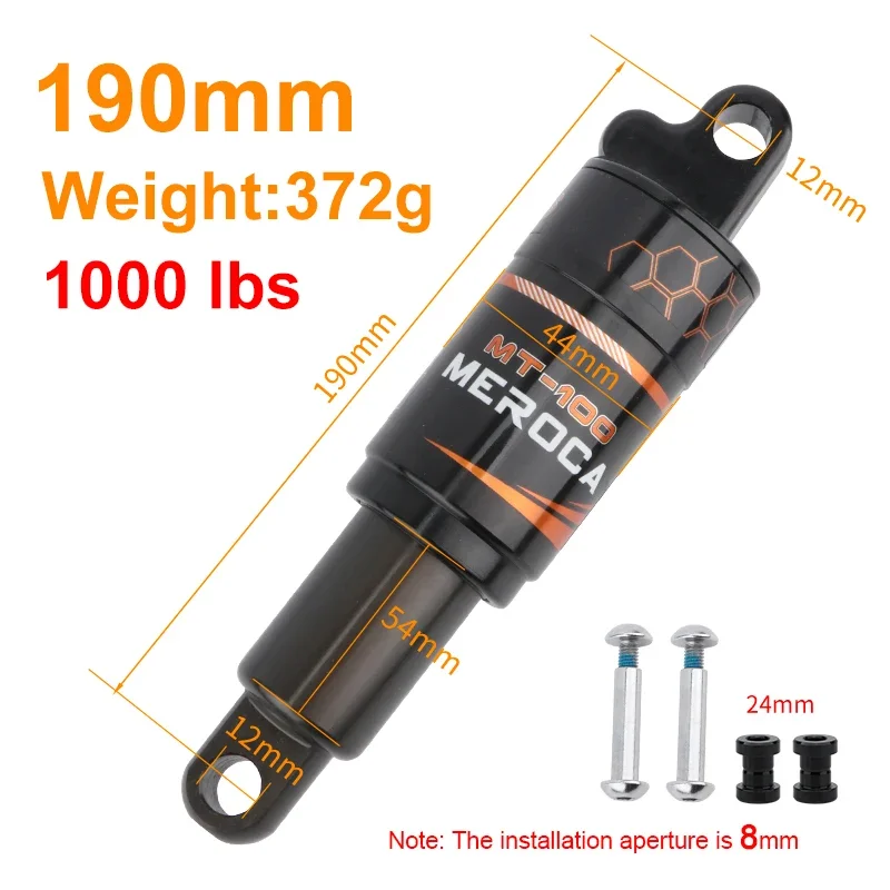 MEROCA Fahrrad-Hinterbaudämpfer 125/150/165/190mm Mountainbike Öl-Feder-Stoßdämpfer