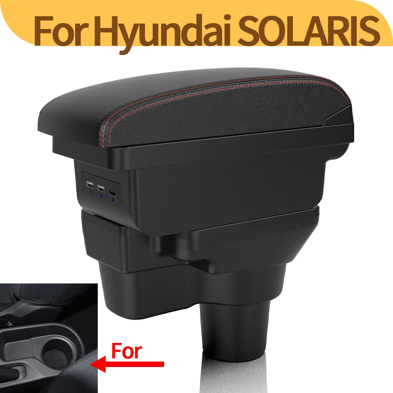 Für Hyundai Solaris Armlehne für Hyundai Solaris 2 Akzent Verna Auto Armlehne Box 2013-2017 Aufbewahrung sbox Zubehör Innen details