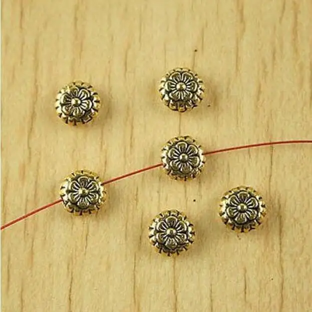 

50 шт., 7,3 мм, бусины-разделители с цветком сливы темно-золотого цвета h2051