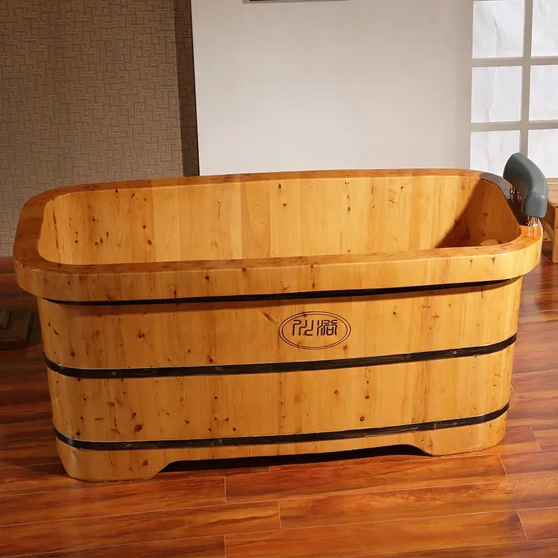 Sichuan Cedar Wood Bathtub for Adults Natural Wooden Soaking Tub Spa Bath Barrel Health Wellness Home Use 018