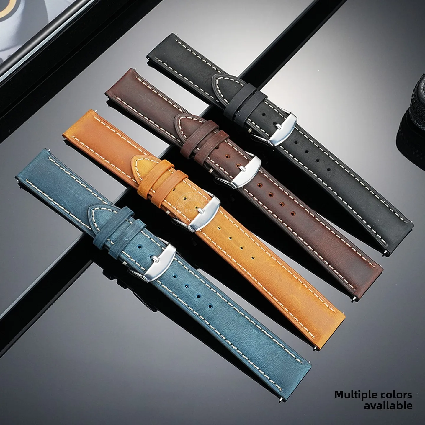 18 20 22 مللي متر الإفراج السريع جلد البقر حزام ل كاسيو لونجين تيسو سايكو المواطن ميدو هاميلتون سيكو الرجال النساء حزام ساعة جلد