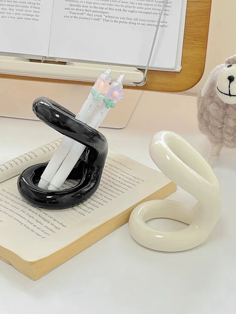 الجدة البساطة عقدة سلسلة حامل قلم سيراميك تخزين حامل سطح المكتب الديكور تخزين خرطوشة التعلم هدية #3