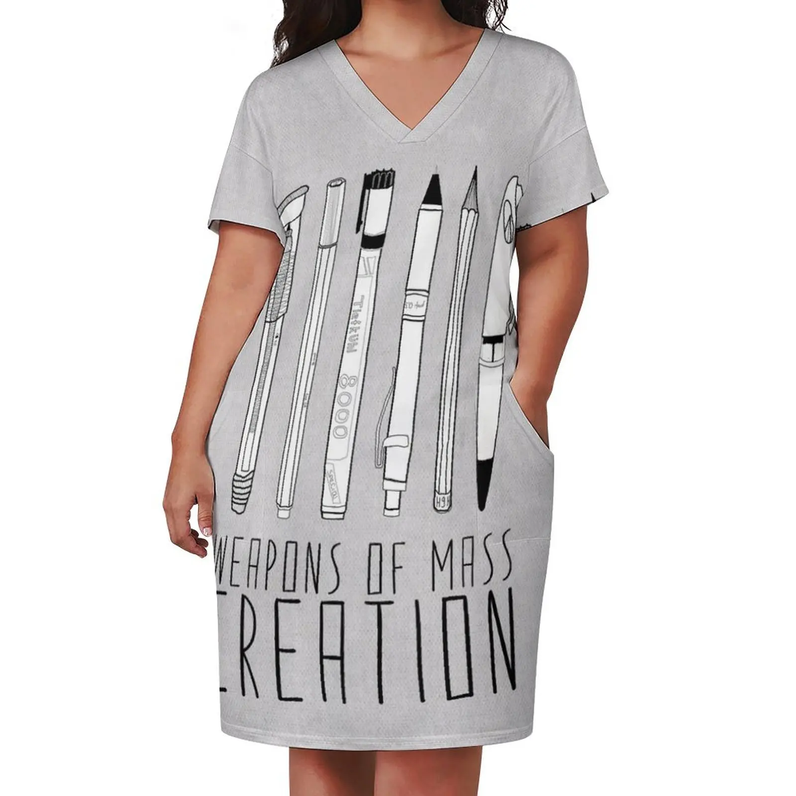 Weapons Of Mass Creation (on grey) Loose Pocket Dress Long dress Female dress Women