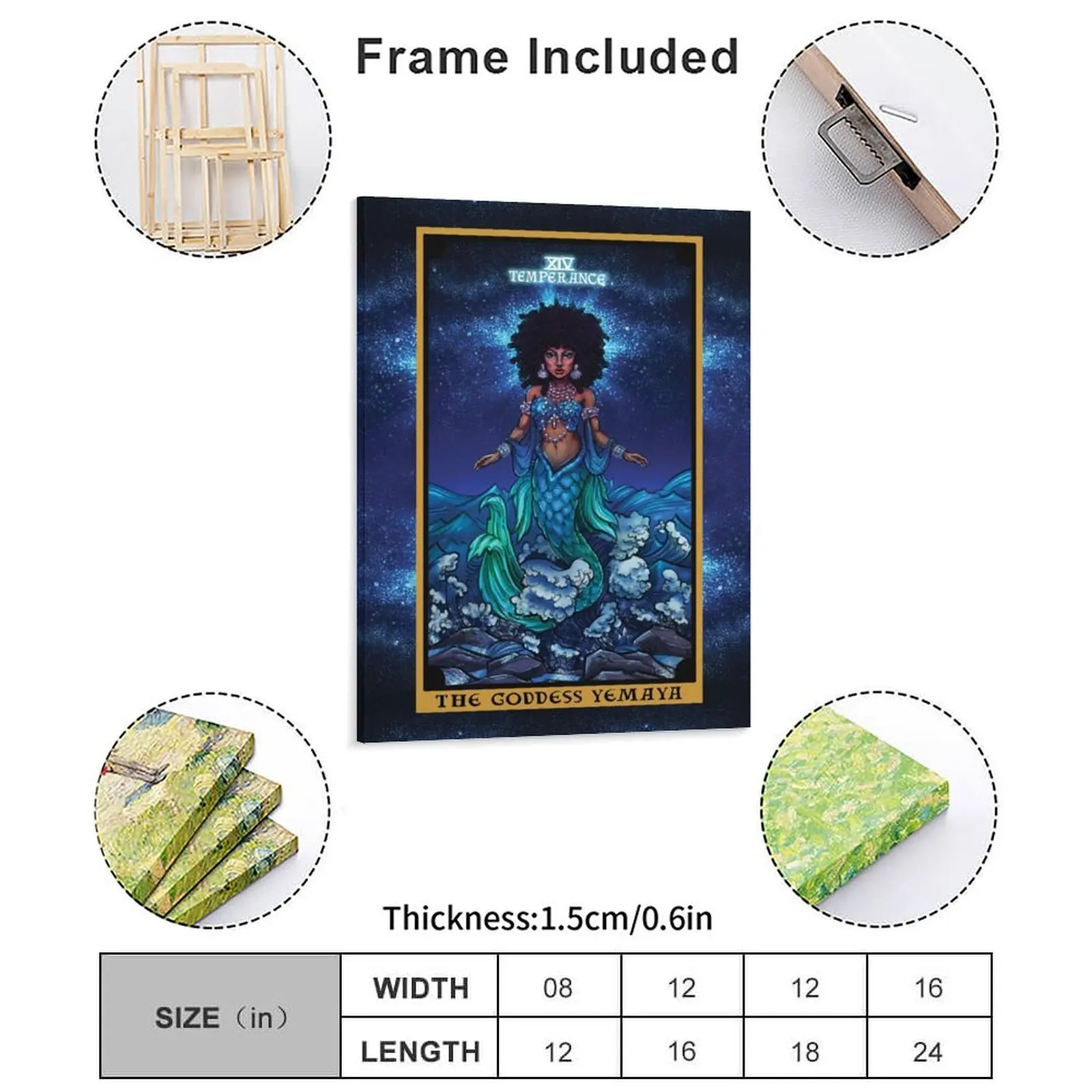 Yemaya Temperance Tarot Canvas Painting Poster Plates Retro Wall Plaque Customized Kitchen Framed Wall Paintings