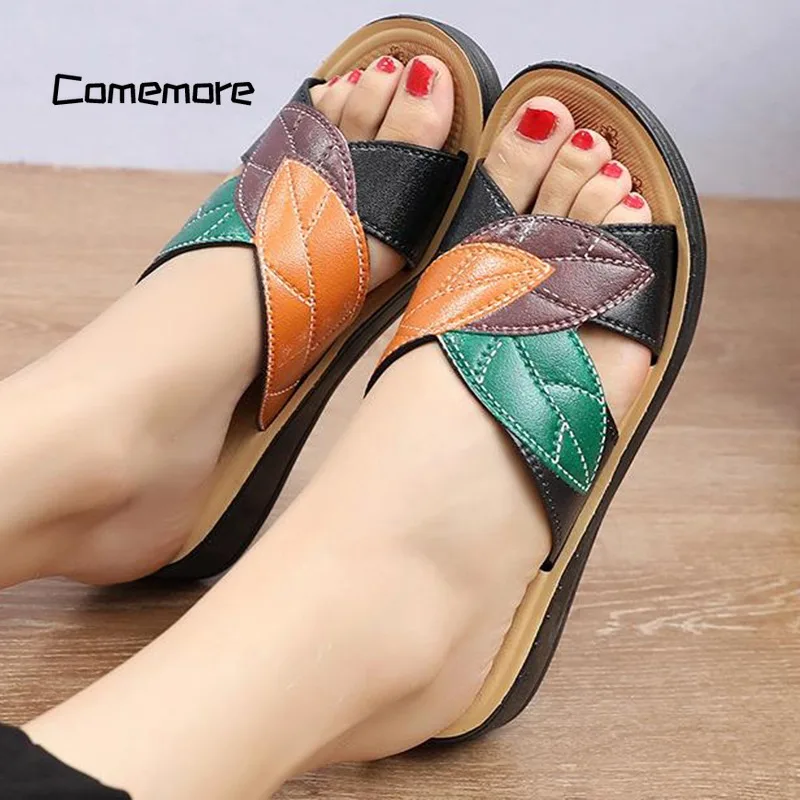 Comemore Soft Women\'s Shoes Slip on Sandal Woman Slipper Zapatillas Mujer Footwear Female 2024 New Comfortable Sandals for Women