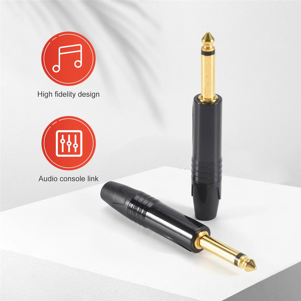 ชุบทอง 10 ชิ้นปลั๊ก Mono Professional 2 เสา 6.35 มม. ปลั๊กแจ็คสเตอริโอ 6.5 มม. 6.35 มม.