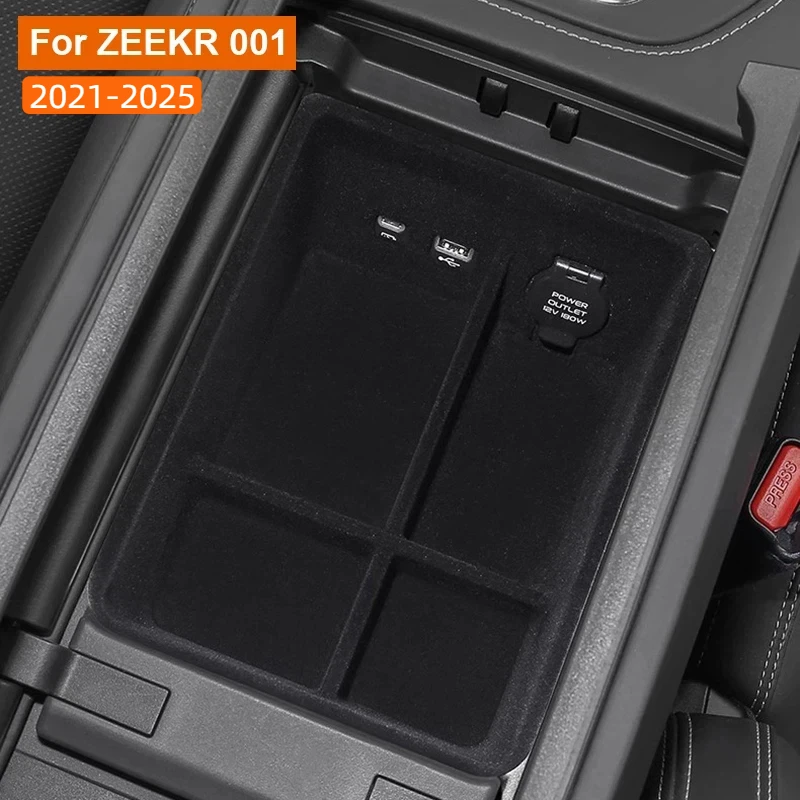 

For ZEEKR 001 2021 2022 2023 2024 2025 Car Central Armrest Storage Box Container Holder Car Accessories Flocking/ABS