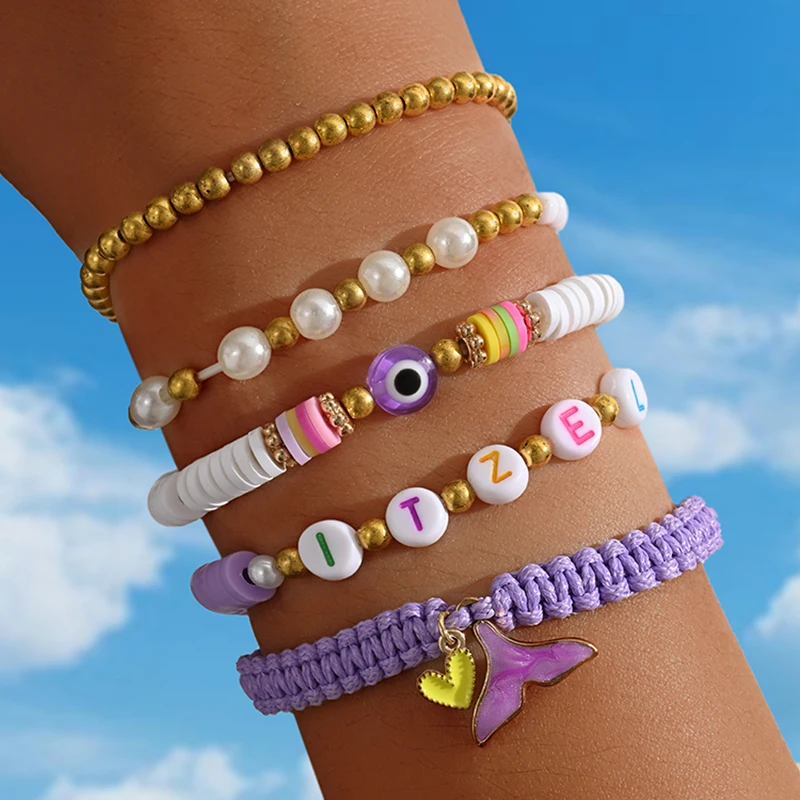 HI MAN Handmade Bohemia Dream Purple Mermaid Tail Bracelet 1 Piece Beach Party DIY Jewelry Accessory Fashion Gift New Hot Sale