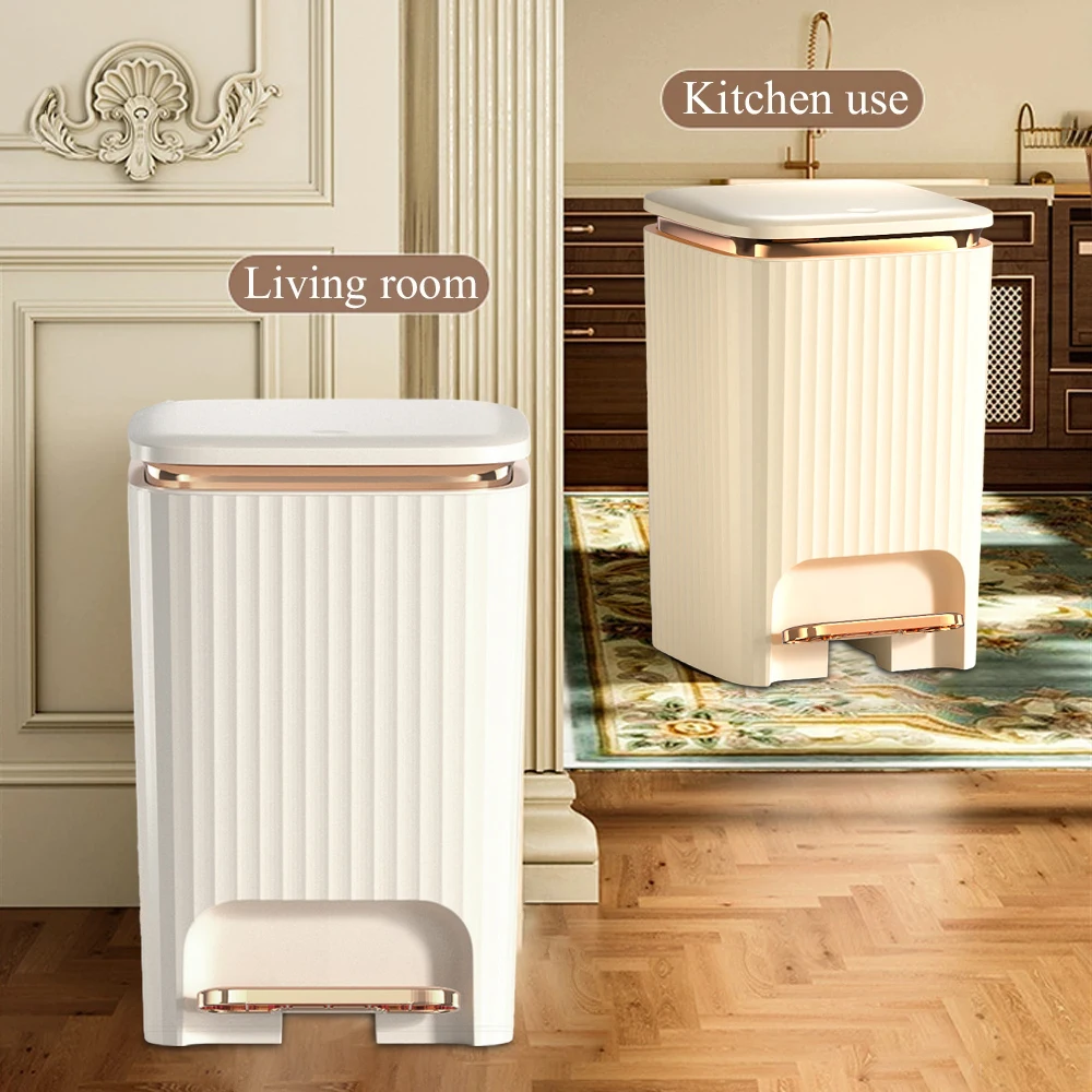 10/15L Luxury Pressing Type Trash Can With Pedal Lid Large Capacity Trash Bin Waterproof Wastebasket For Bathroom