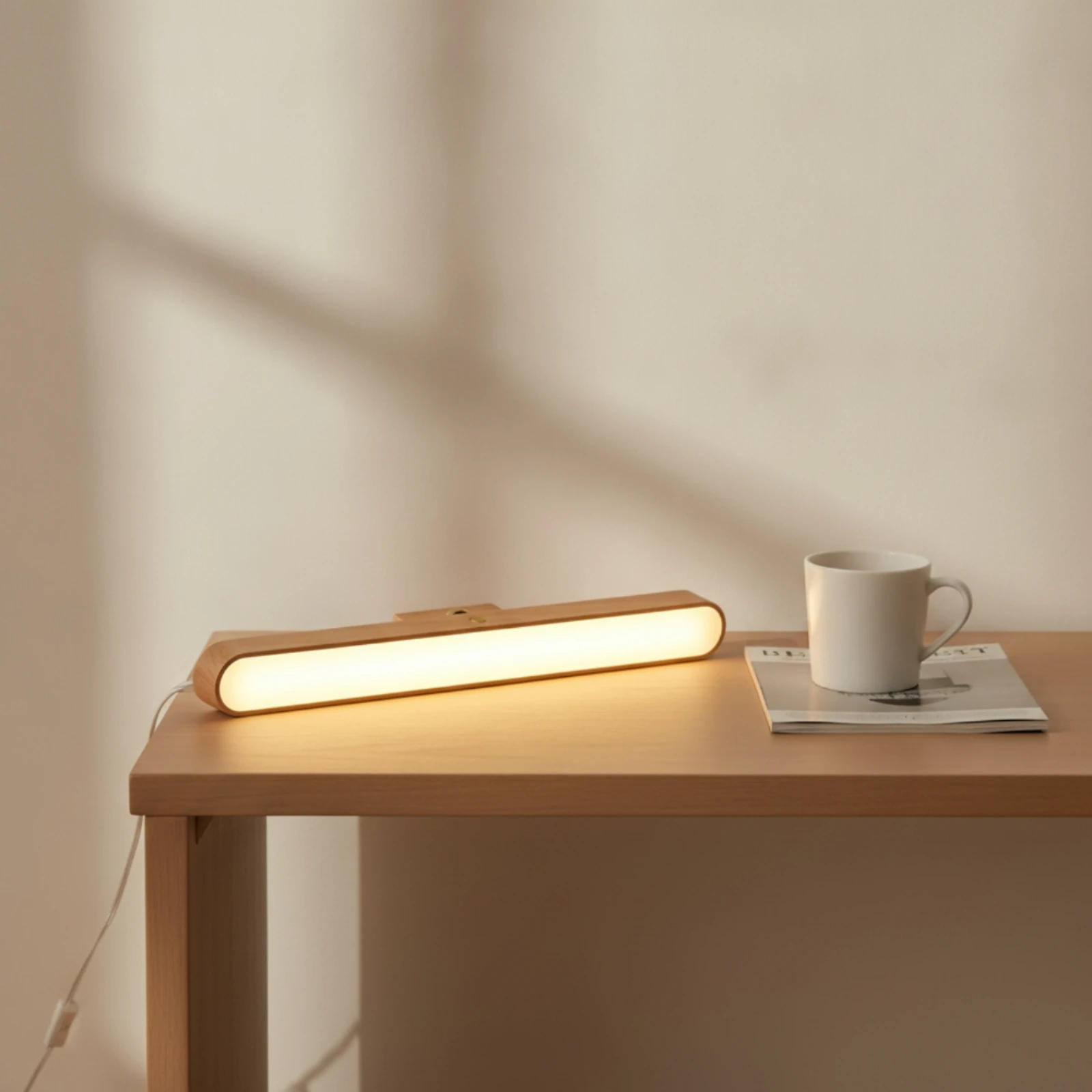 Wooden Wall Lamp Wood Finish Linear Wall Light LED Vanity Light Minimalist Sconce Modern for Bedroom, Hallway