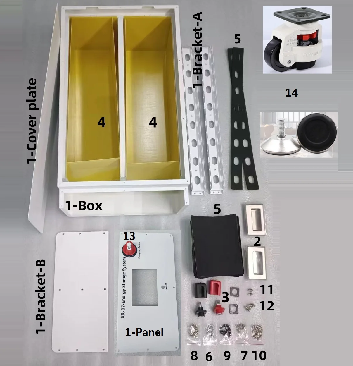 XR07-48V230AH Power Box LiFePO4 Battery Case Solar Home Energy Storage 16S 51.2v DIY Kit For JK BMS EVE CATL 200AH 202 230AH