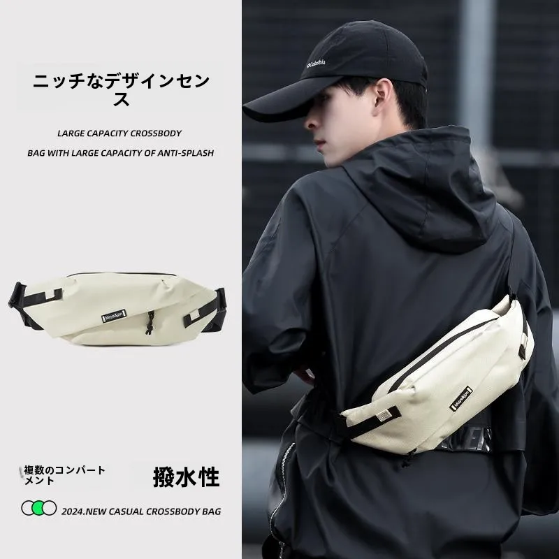 アウトドアサイクリングメンズクロスボディバッグポータブル多機能シングルショルダー斜め掛けバッグカジュアルスタイルナイロン生地チェストバッグ