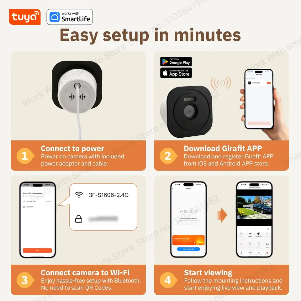 3MP 2K Tuya Window Camera,2.4GHz & 5GHz WiFi Indoor Cameras for Home Security W/Color Night Vision,Person Motion Detection,Easy - 6