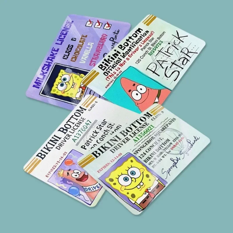 Anime 2pcs New Spongebob Cartoon PVC Star Laser No Fade Stickers Kawaii Girls Boys Film Skin Big Small No Chip Debit Credit Card