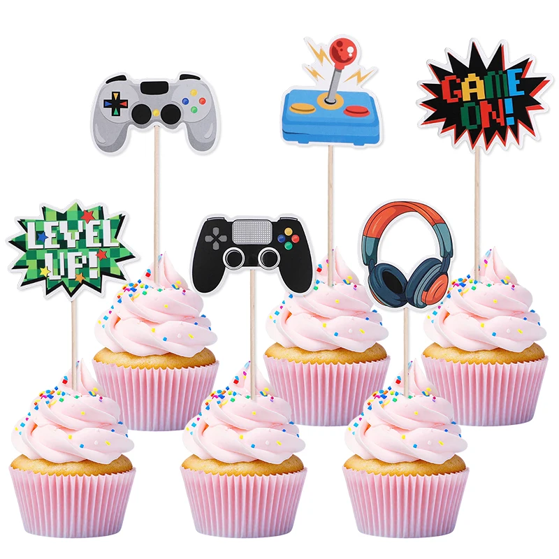 13Pcs Video Retro Game Cake Toppers Controller & Headset for Gaming Theme Happy Birthday Party cake Decorations view 4