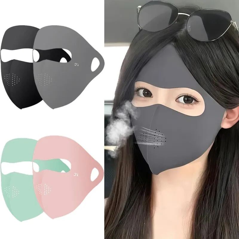 New Full-Face UV Face Mask Reusable SunProtection Sunscreen Washable Soft Breathable Ice Silk Sunscreen Outdoor Mask Accessories