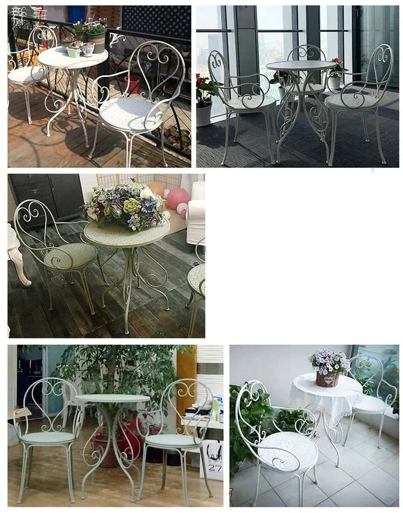 European Retro Iron Garden Furniture Sets, pátio ao ar livre, varanda mesa e cadeira Set, Cafe Dining Table e cadeiras, Z