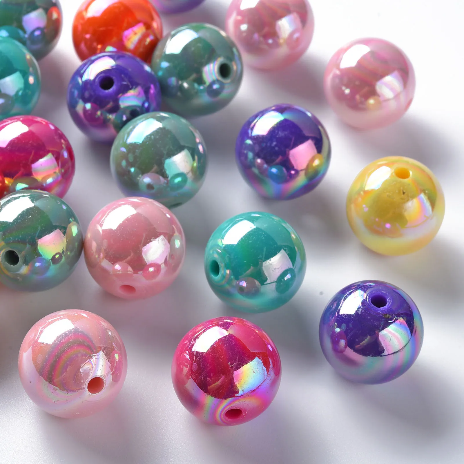 PandaHall 100 Stück 20mm Acryl-Kristallperlen Runde Abstandhalterperlen AB-Farbe Bastelperlen für Halsketten Armbänder Schmuckherstellung – Detail 5