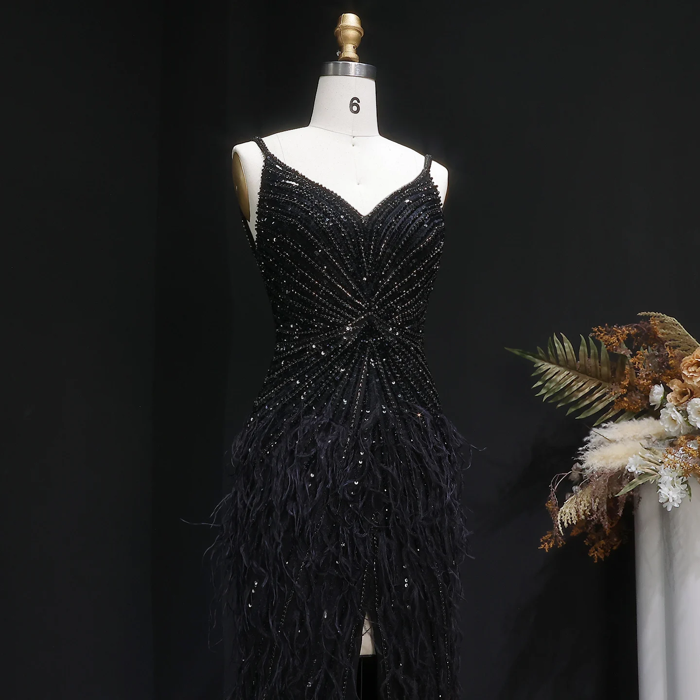 Sharon Said Dubai Luxuriöse Feder-Meerjungfrauenkleider in Silber für Hochzeiten, Blaues Arabisches Abendkleid, Partykleider SS004 Maßanfertigung – Detail 28