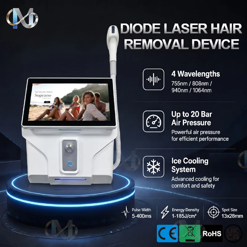 2026 Professional 5000w Soprano Diode Laser Hair Removal 4 Waves 755 940 1064 808nm CE Certificate Alexandrite Device Permanent