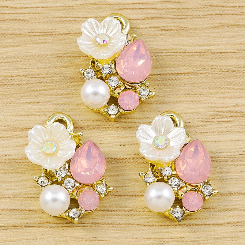 

10pcs 12x19mm Delicate Crystal Flower Charms Pendants for Jewelry Making Drop Earrings Bracelet Necklaces DIY Crafts Accessories