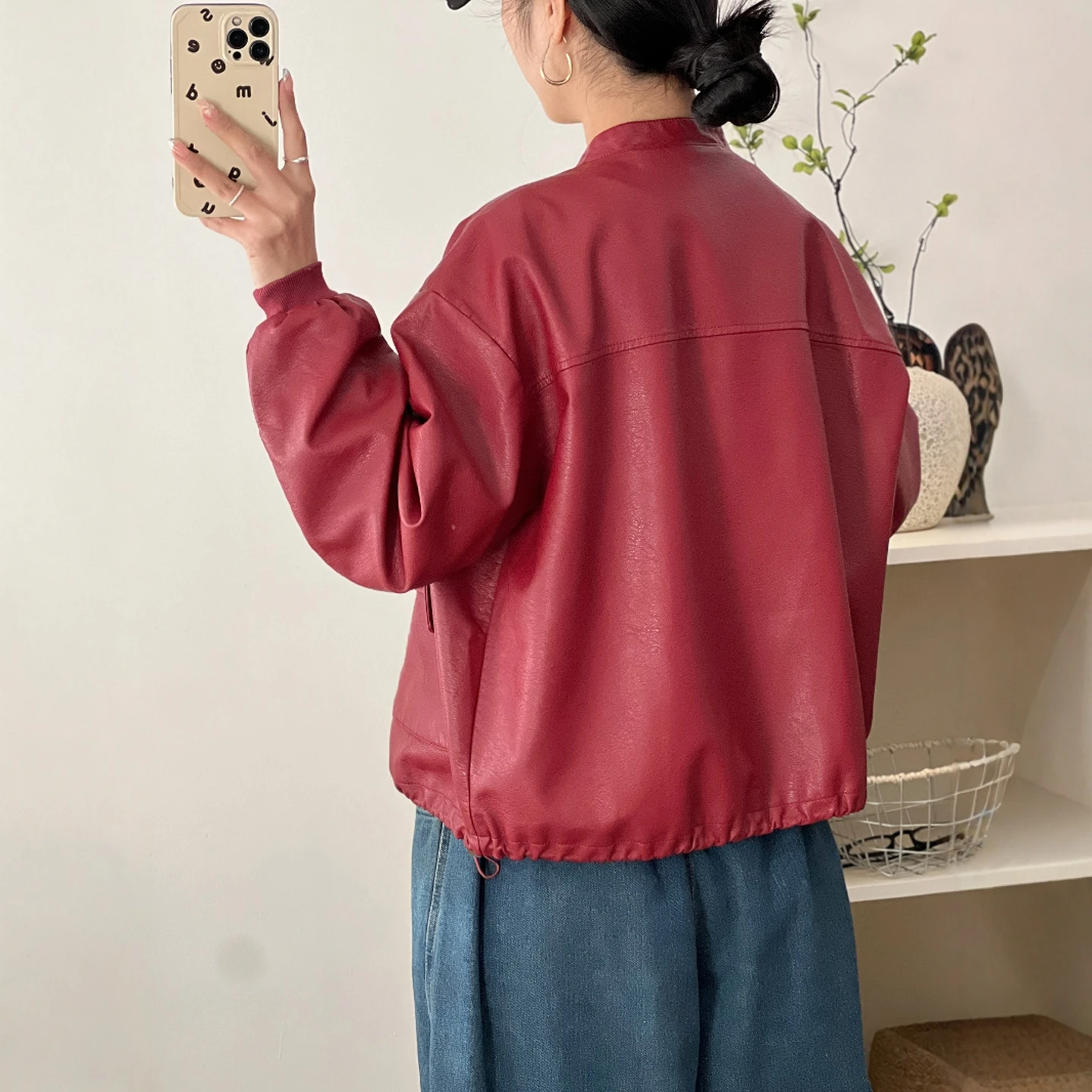 Casual Chic lub Skórzana Kurtka Damska Luźny Krój Baseballowy Płaszcz ze Skóry PU Wiosna Jesień Nowość Mały Rozmiar Przyjazny