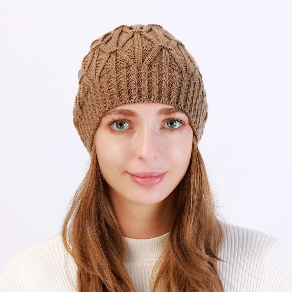 

Autumn Winter Knitted Hat Women Men Beanie Cap Warm Woolen Hat Casual Fashion Hedging Caps Solid Thick Cool Ski Hat