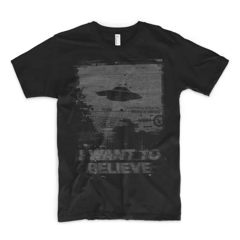 I Want To Believe Alien UFO Area 51 Roswell X Files T-Shirt 100% Cotton O-Neck Short Sleeve Casual Mens T-shirt Size S-3XL