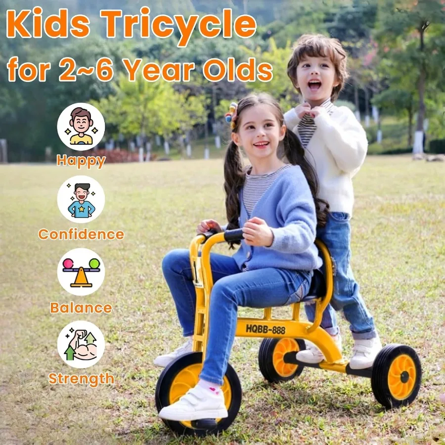 2～6歳向け三輪車 ビッグホイール トライクバイク 保育園・幼稚園向け 屋外用三輪車 エアーレスタイヤと滑り止めペダル付き ギフト