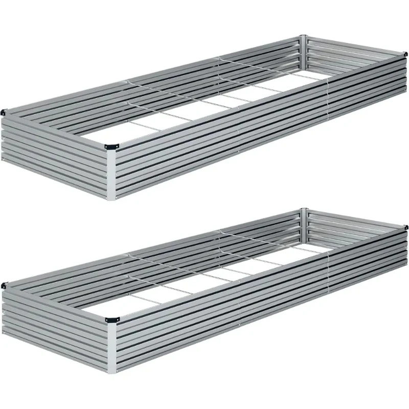 

Galvanized Raised Garden Bed Kit, Metal Planter Boxes for Vegetables, Flowers, Herbs - Silver