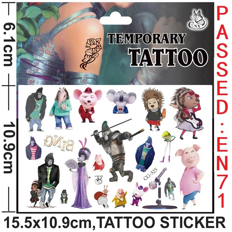 Happy Voice Tattoo Stickers Waterproof Cute Anime Sticker Funny Birthday Party Supplies Decoration Kids Gift