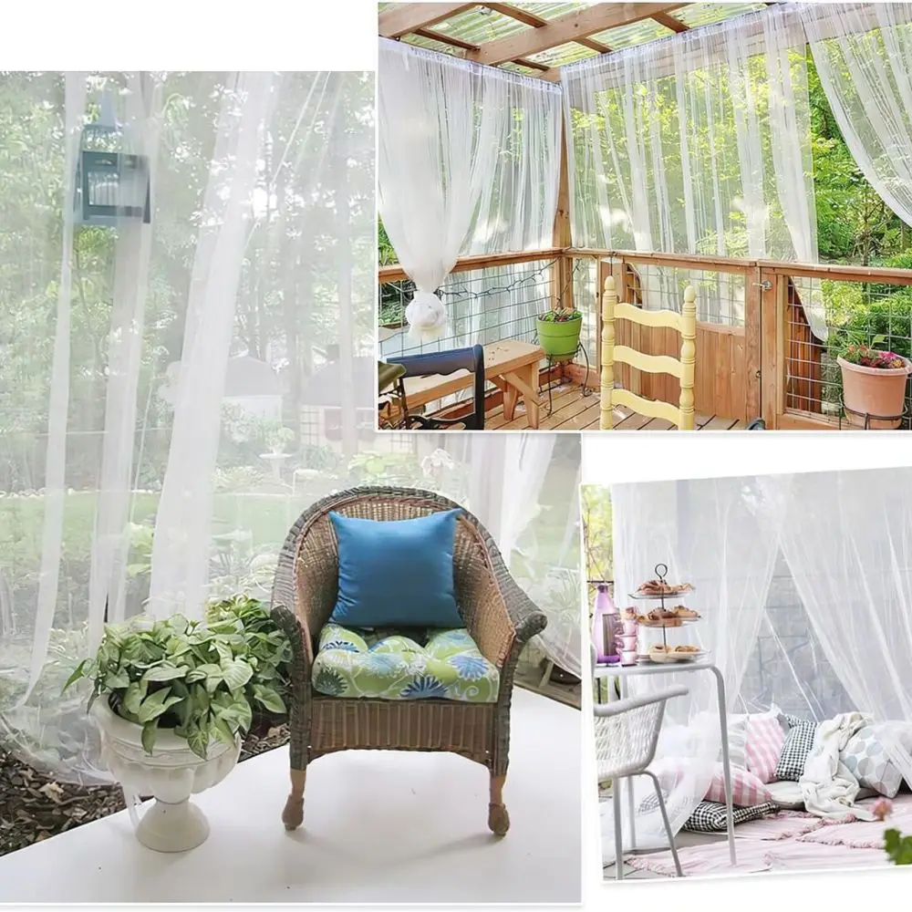 Garden Mosquito Shield Mesh Curtain Outdoor Patio Netting White Black Breathable Fabric Screen For Gazebo Porch Rod Pocket Setup