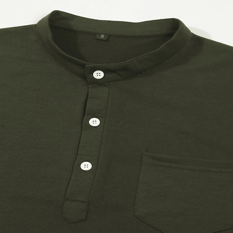 Herren Henley Poloshirt Kurzarm Knopfleiste Lässiges Oberteil mit Brusttasche Atmungsaktive Polyester-T-Shirts für den Täglichen Sommergebrauch – Detail 28