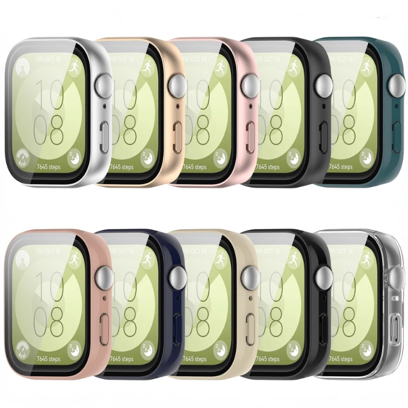 زجاج + حافظة لـ Fit 4/3 إطار مضاد للخدش شامل للشاشة غطاء حماية لساعة Huawei Watch Fit 4 pro غطاء ممتص للصدمات