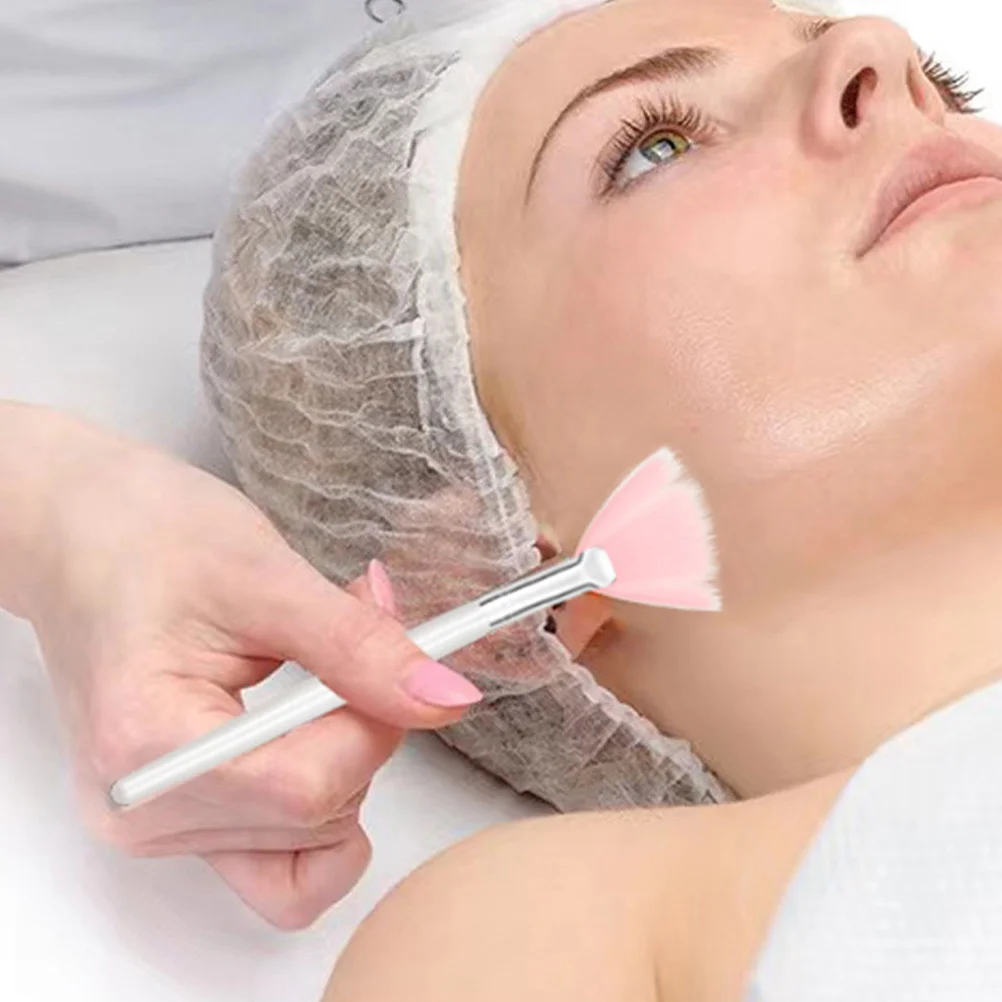 6 szt. Pędzle do makijażu w kształcie wachlarza, długi uchwyt, miękkie włosie, do podkładu, pudru, blendowania, do masek na twarz, konturowania i rozświetlania