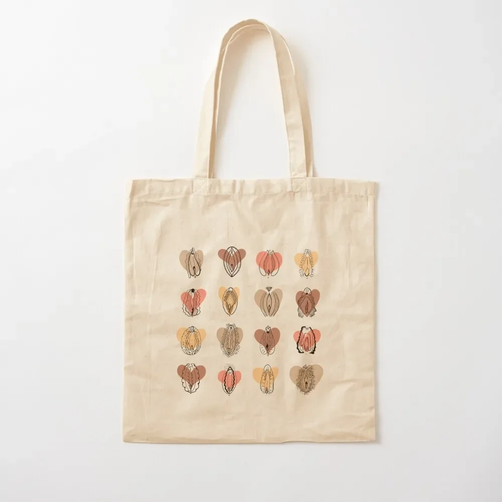 Love vulva diversity pink brown hearts Tote Bag tote bag women custom fabric bag sac pour femme