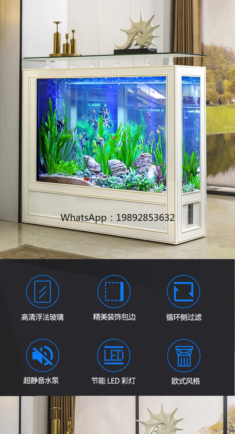 YFY Rectangular Floor Fish Tank Screen Partition  Living Room Ecological Medium-sized Household Aquarium Ecological Fish Tank