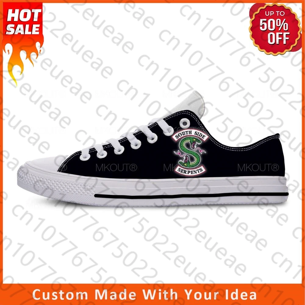 South Side Serpents Riverdale Snake Anime Cartoon Casual Cloth Shoes Low Top Lightweight Breathable 3D Print Men Women Sneakers