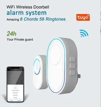 

TUYA APP Wireless WIFI Welcome Chime Door Entry Doorbell Self-Power Door Ring
