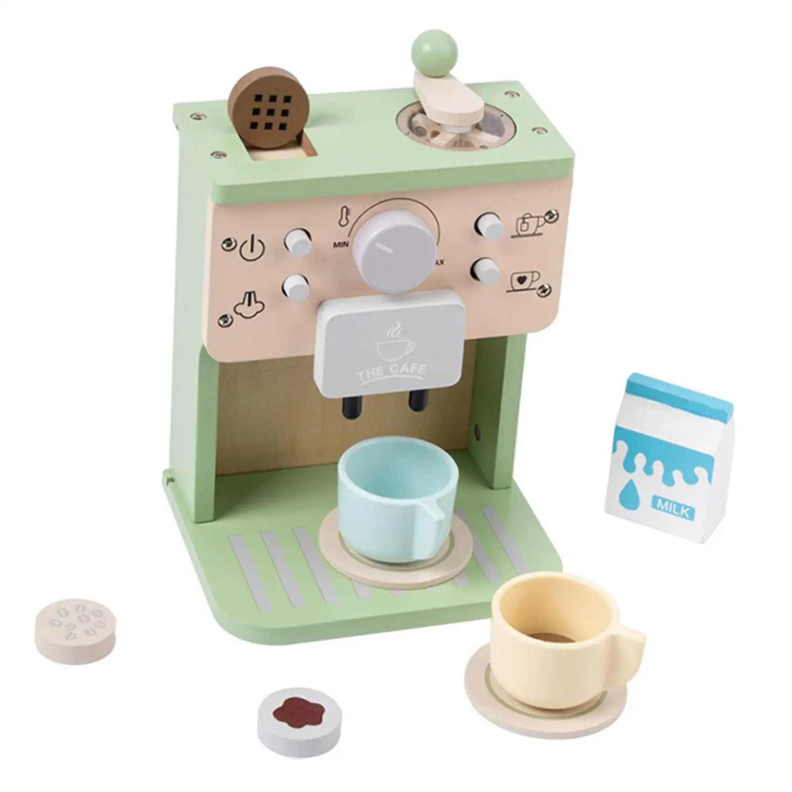 Wood Coffee Maker Playset Smooth Surface Kitchen Toy for Girls Boys Children