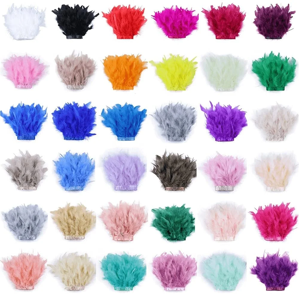 1Meter 10‑15cm Natural Turkey Feather Trim Fluffy Feather Fringe Ribbon for Costume Dress Headdress DIY Sewing Party Decoration