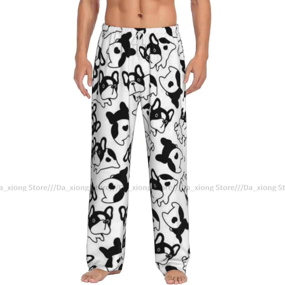 Men's Sleepwear Loose Sleep Pants Pajamas French Bulldog Paw Long Lounge Bottoms Casual Homewear